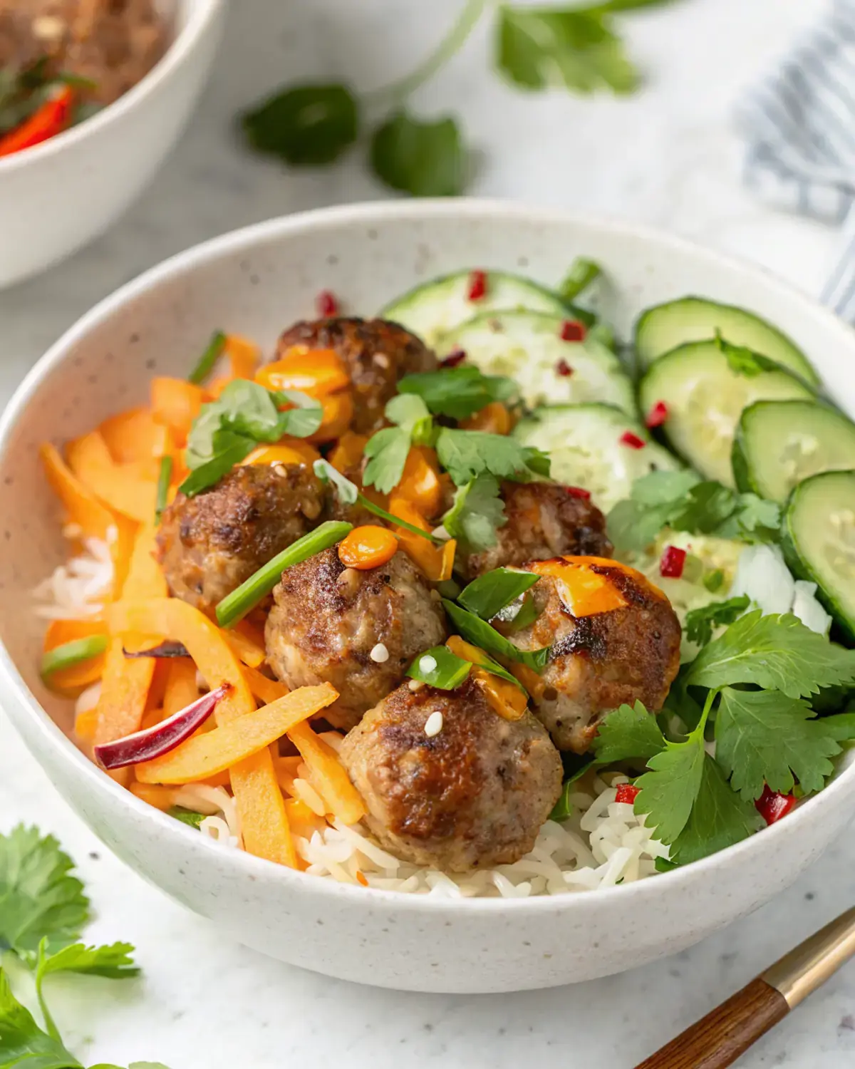 Easy Banh Mi Meatball Bowls