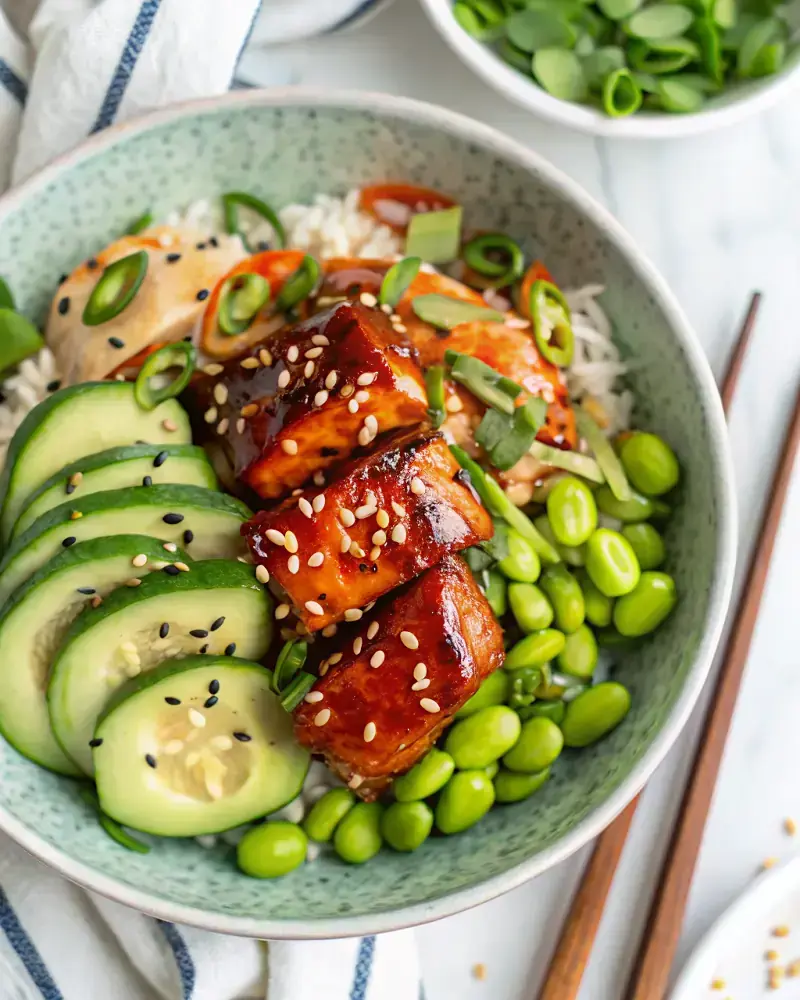 Gochujang Glazed Air Fryer Salmon Bowls image1