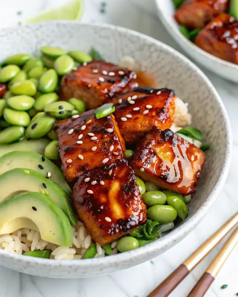 Gochujang Glazed Air Fryer Salmon Bowls