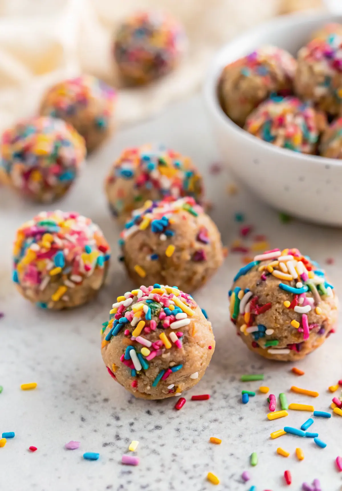 Birthday Cake Protein Energy Bites