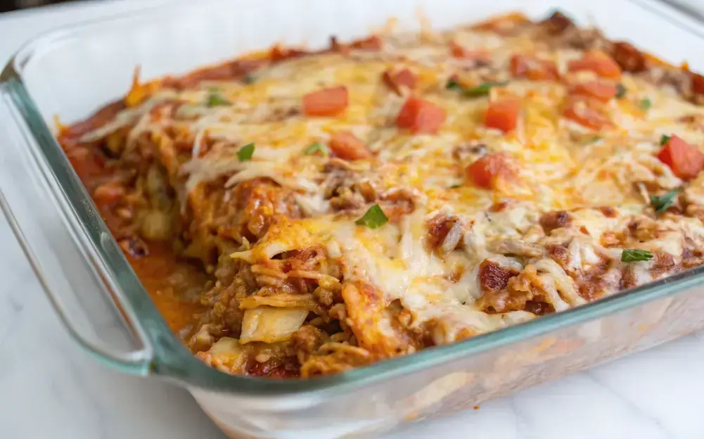 Cheesy Chicken Enchilada Casserole