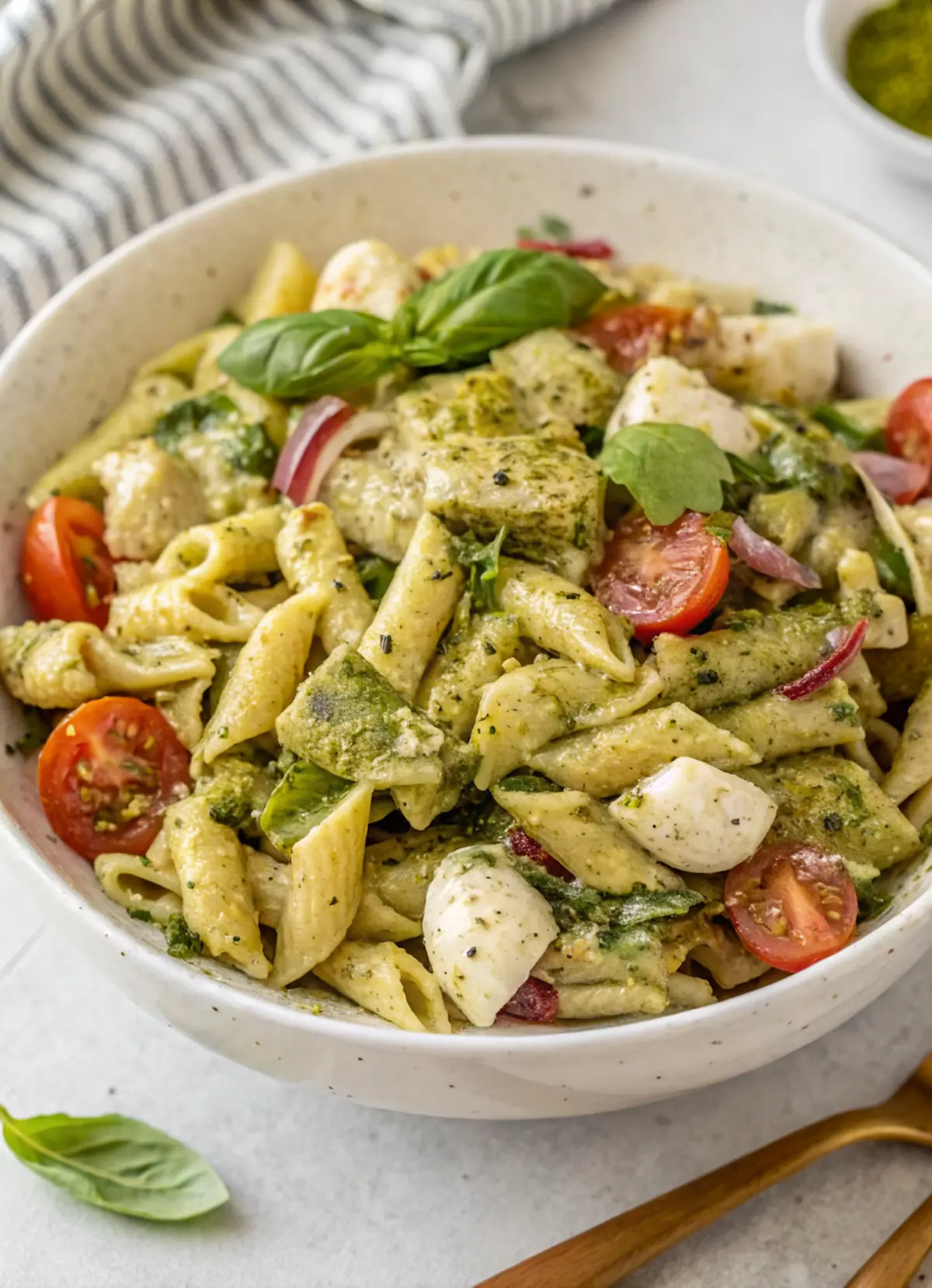 Creamy Chicken Pesto Pasta Salad