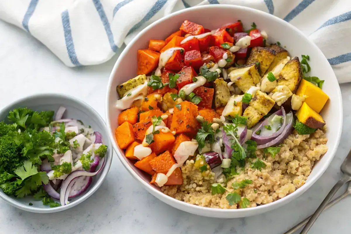 Delish Roasted Veggie Quinoa Bowl image1