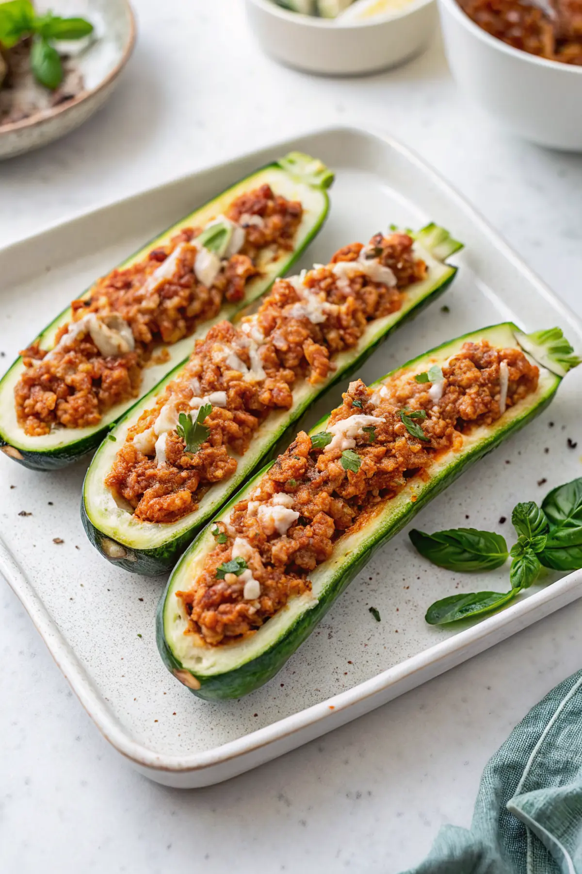 Easy 5 Ingredient Turkey Zucchini Boats