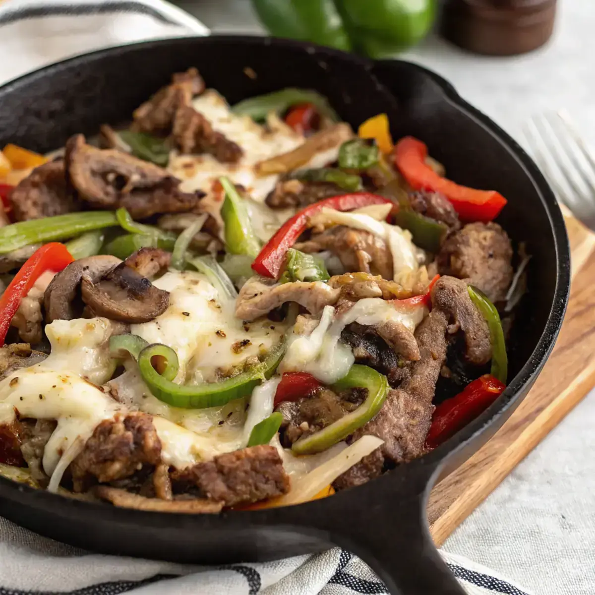 Easy Healthy Philly Cheesesteak Skillet