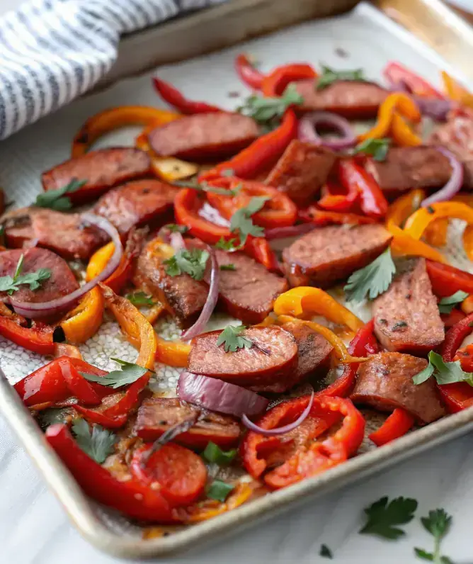 Easy Sheet Pan Sausage and Peppers image1