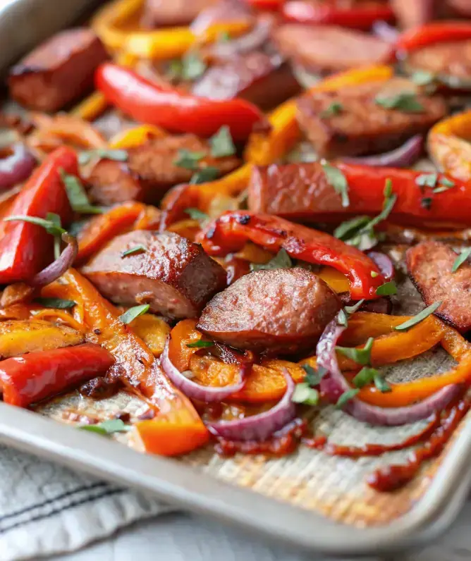 Easy Sheet Pan Sausage and Peppers