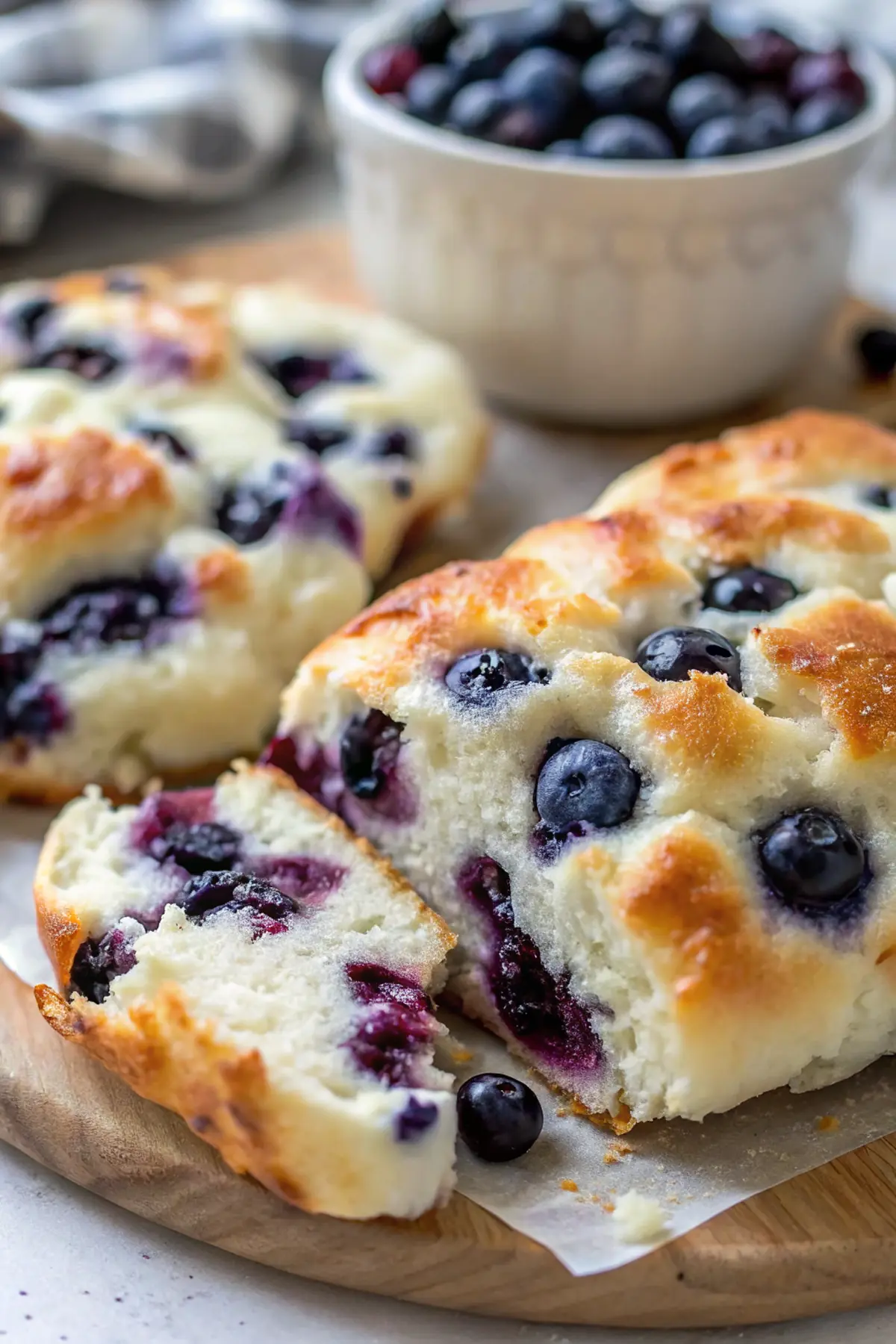 Fluffy Cottage Cheese Blueberry Bread