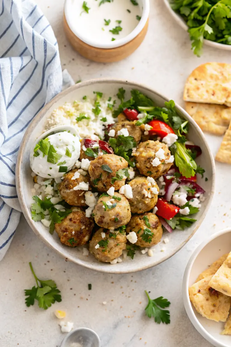 Greek Turkey Meatballs with Tzatziki image1