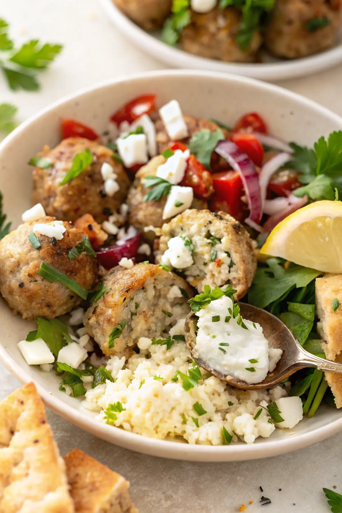 Greek Turkey Meatballs with Tzatziki