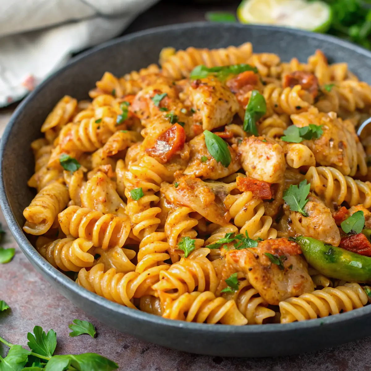High Protein Chicken Fajita Pasta