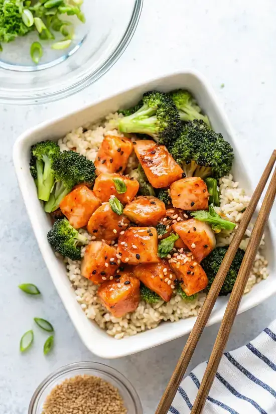 Honey Sriracha Chicken and Broccoli Bowls image1