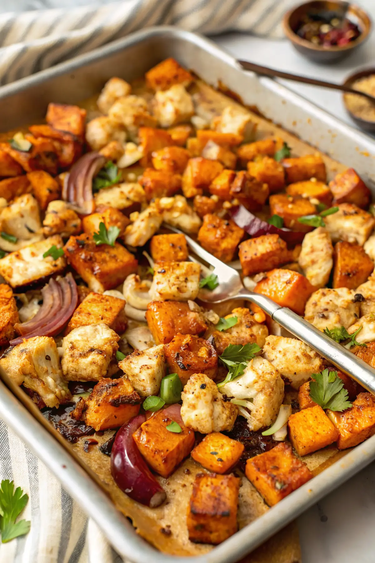 Hot Honey Chicken Sheet Pan Dinner