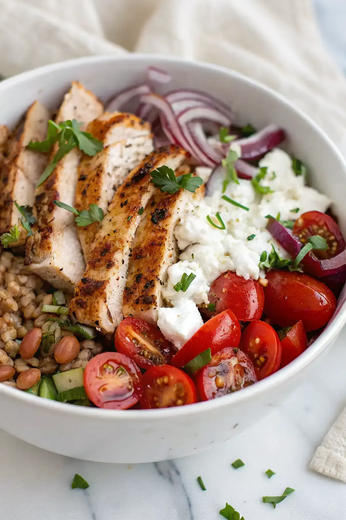 Mediterranean Chicken Farro Bowl