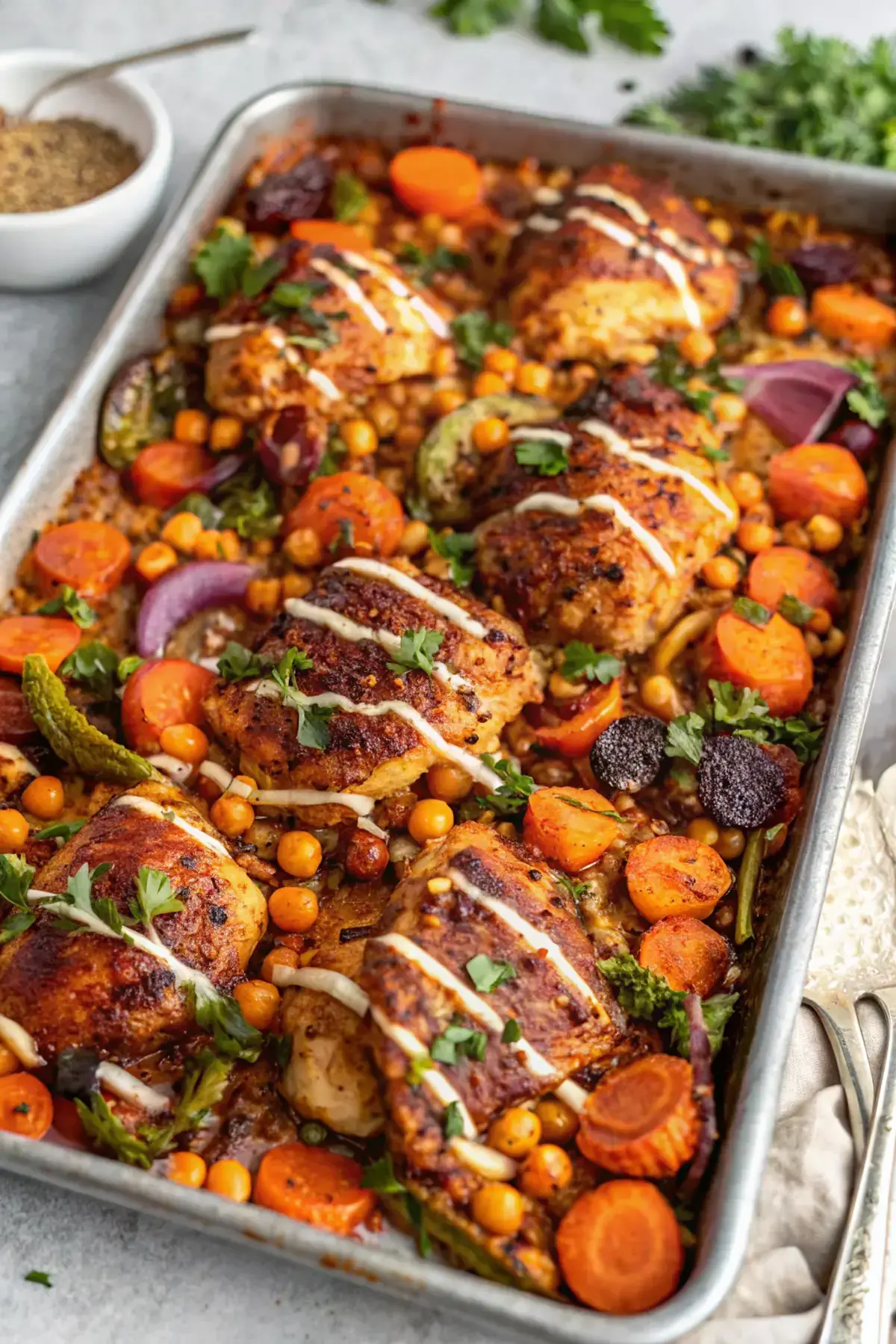 Spicy Harissa Sheet Pan Chicken