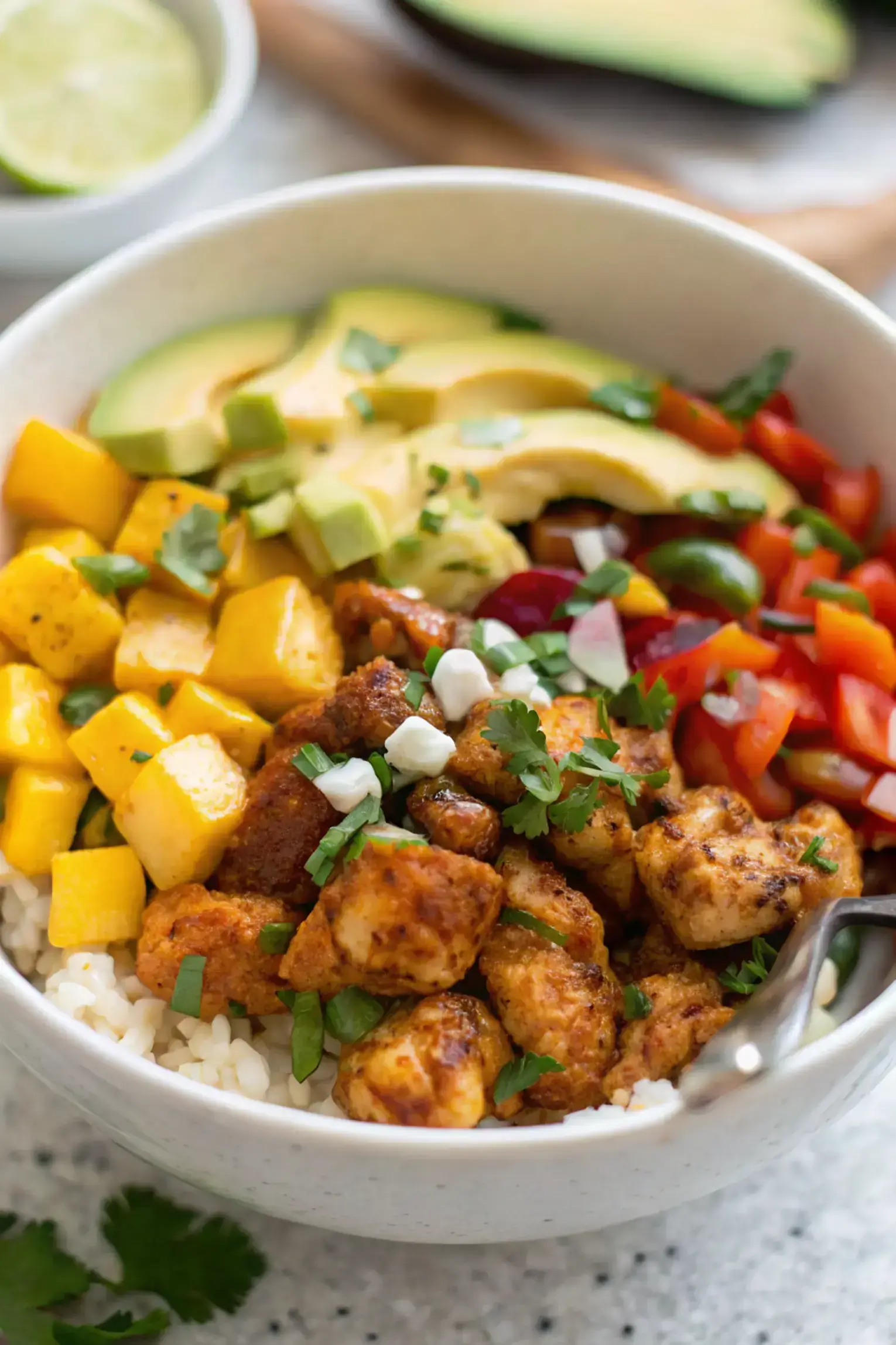 Spicy Mango Habanero Chicken Bowls