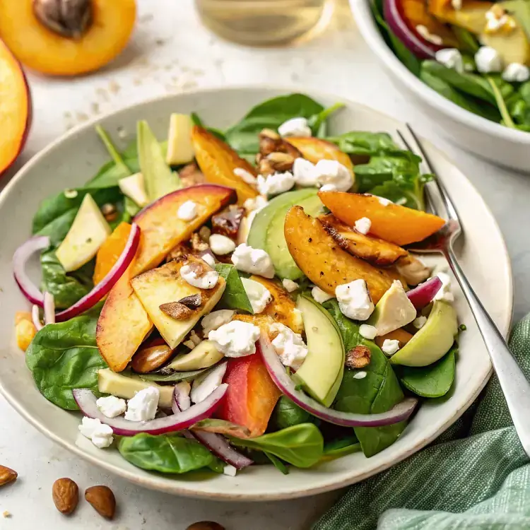 Summer Peach Spinach Salad